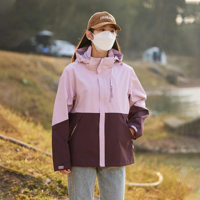 Women Men 3 In 1 Hiking Jacket Same Style Camel Outdoor Winter Fall Waterproof Windproof Camping Coat