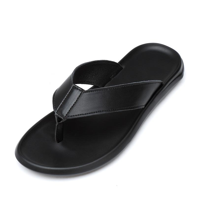 Flip-flops men's cowhide sandals men's trend casual sandals outdoor beach slippers