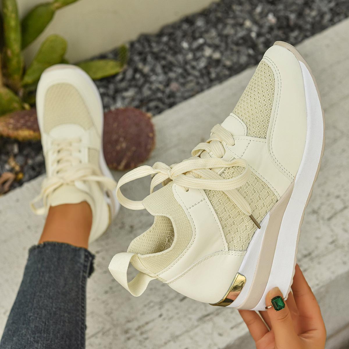 

Женские кроссовки на платформе широкой полноты, удобные туфли-клинья на шнуровке, спортивные балетки для весны-лета в наличии 36