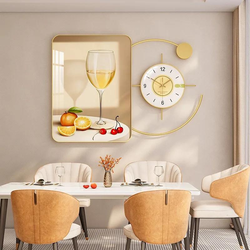 Modern style restaurant wall hanging jewelry crystal porcelain combination decoration hanging picture dining table wall clock