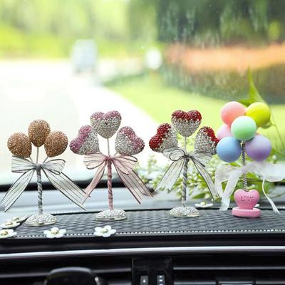1pc Creative Rhinestone-Studded Balloon Car Ornament, Confession Balloon Car Decoration, Valentine's Day Luxury Car Accessories, Holiday Gift