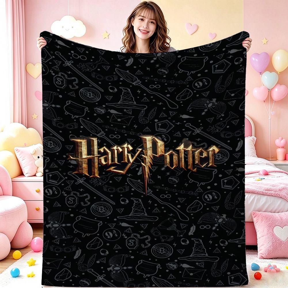 Hogwarts Magical Essentials Theme Blanket Fluffy Plush Throw Blanket For Living Room Gaming Room Home Party Decor Christmas Gift