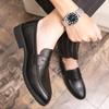 Fashion Designer Brand Men's Leather Casual Shoes Versatile for Commuting Work Loafers for Men's Business Flat Shoes Trendy Gray
