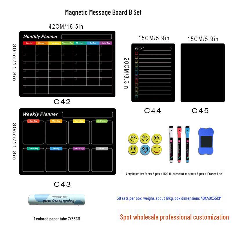 Custom Magnetic Wipeable Acrylic Fridge Calendar Board Sticker.