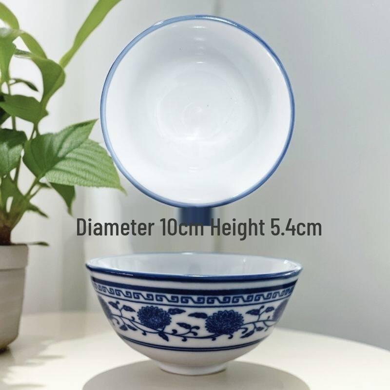 Retro Japanese Blue and White Porcelain Bowl for Rice, Dessert, Wine, or Soup