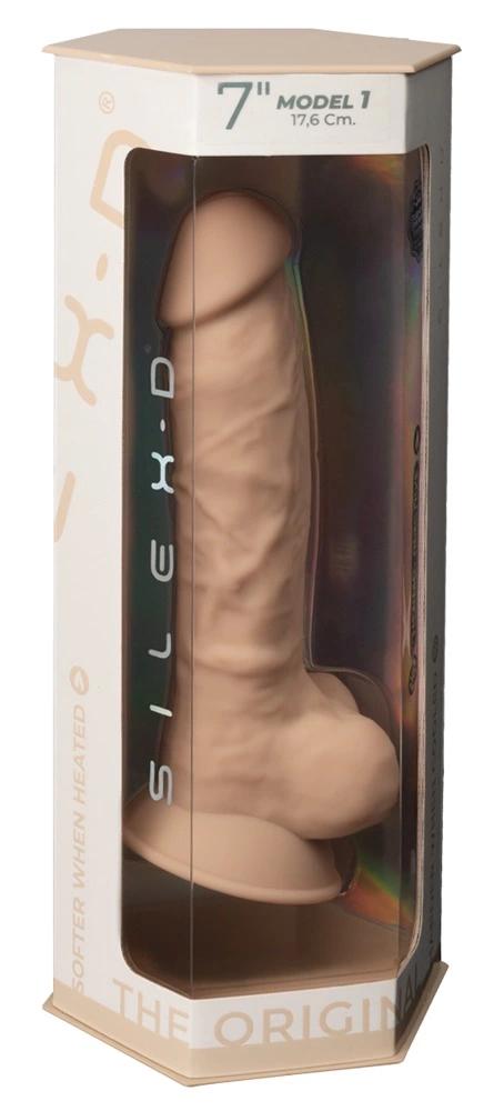 Silexd - Realistic Dildo with Veins, Glans and Testicles, Flesh Color, 18.8cm