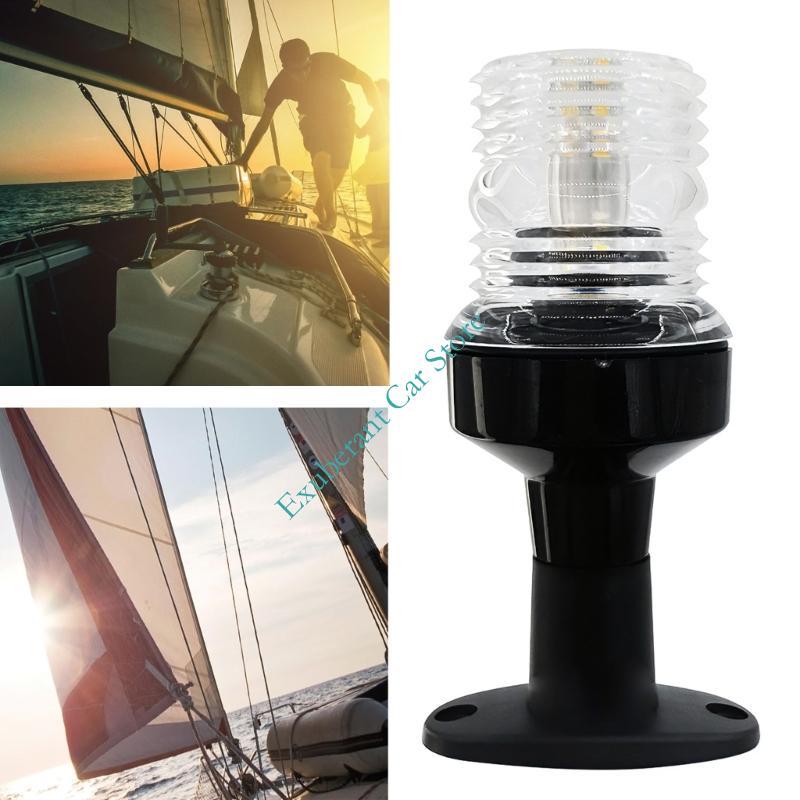 All Round LED Boat Mast Light 54mm By 128mm Energy Efficient White Navigation Lamp Plastic Construction