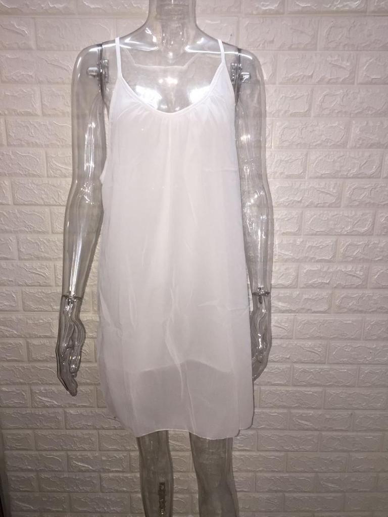 Abito in Chiffon Senza Schiena Patchwork a Quadretti Canotta Taglie Forti da Donna
