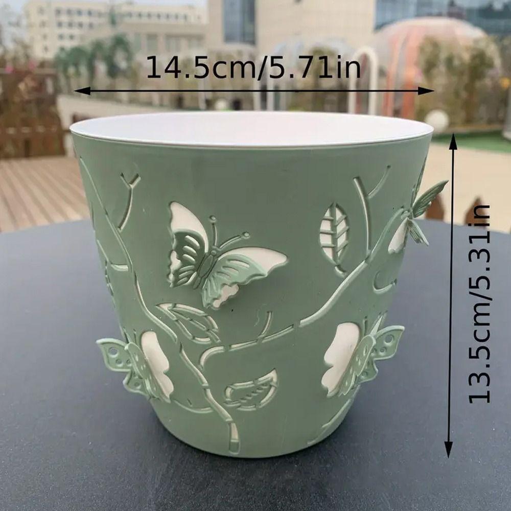 Plastic Succulent Flower Pot Colored Plant Planter Butterfly Relief Flowerpot  Office