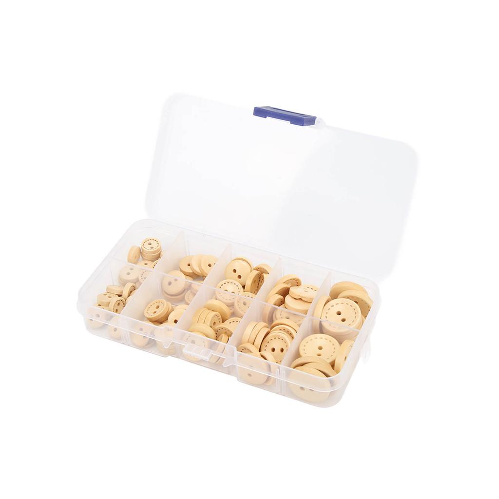 100Pcs Wooden Buttons Unique Design Natural Durable Sturdy Safe Convenient Round Wood ButtonBurlywood