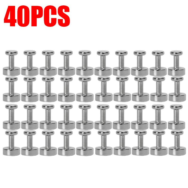 2/40PCS Mini Gancho de pino magnético Neodímio Ferro Boro Thumbtack Ganchos de armazenamento Cozinha Casa Geladeira Cabides de quadro branco