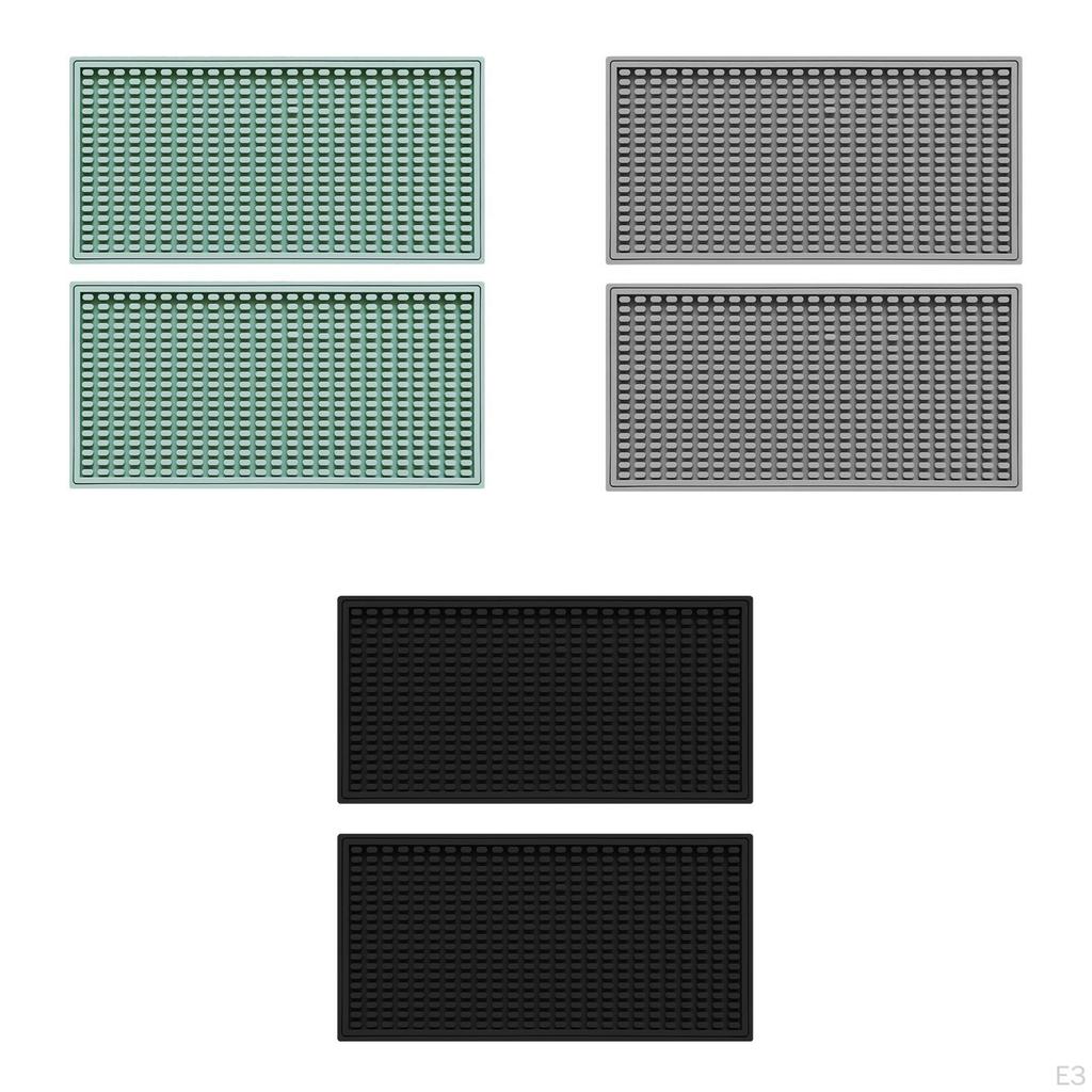 2 Pieces Silicone Bar Mat Countertop Easy Clean Drain Pad Glasses Drying for Restaurant Counter