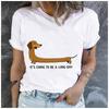 Polyester 100% It's Going To Be A Long Day Dachshund Graphic Women T-Shirt Funny Wiener Dog Lover Casual Tee