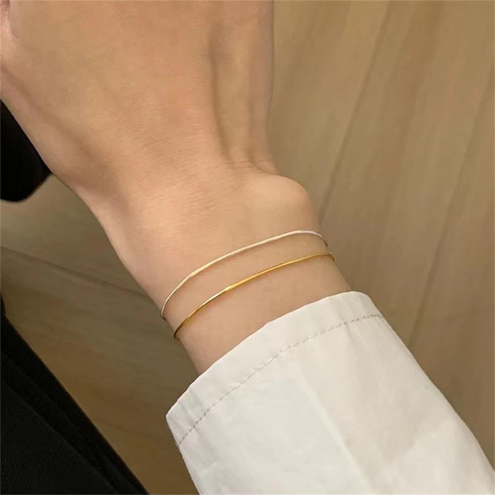 New Ultra-fine Stainless Steel Snake Chain Bracelet Gold Color Simple Bracelet For Women INS Fashion Zircon Accessories