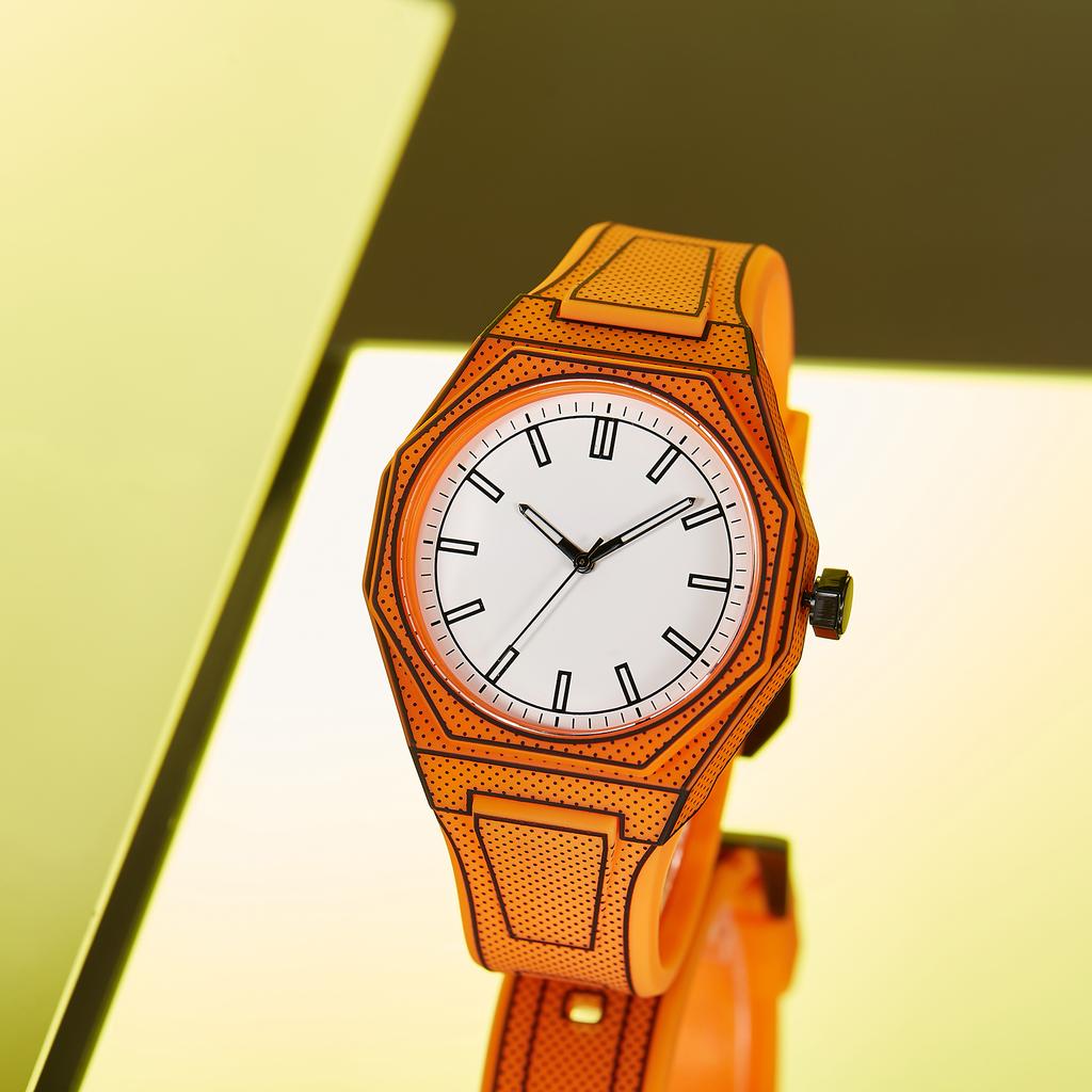 Lightweight polycarbonate case high tech color men's watch classic simple silicone strap men's quartz watch fashion style clock