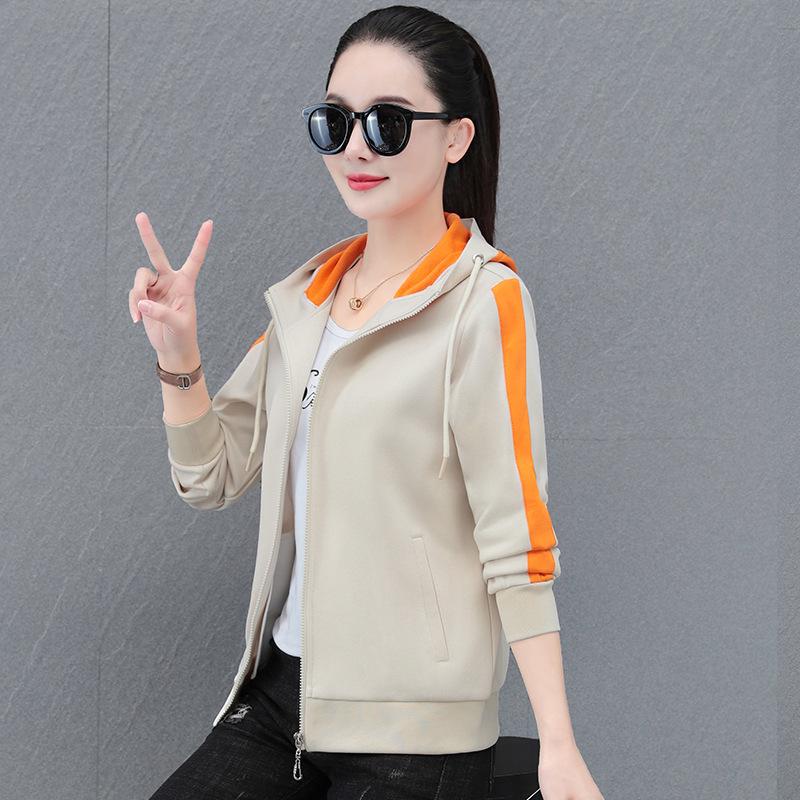 Dámská jarní a podzimní bunda s kapucí 2025: Lehký módní sportovní kardiganový svetr pro maminky.