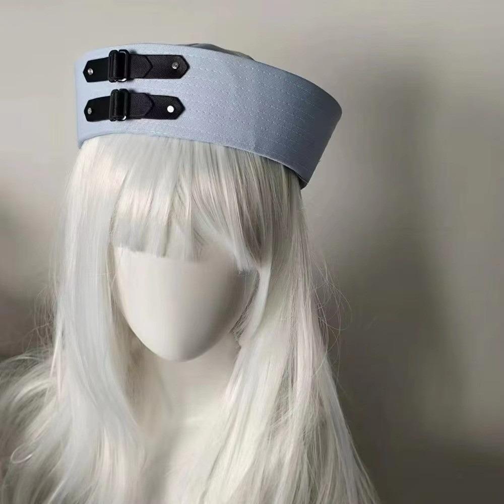 Chain Sweet Captain Hat Y2K Black Cosplay Sailor Hat Leather Buckle Sailor Hat Festival Wear