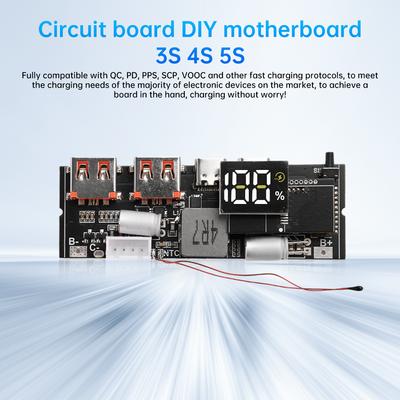 QC3.0 3S 4S 5S PD65W 100W Bidirectional Fast Charging Module DIY Mobile Power Module 18650 Charging Temperature Protection