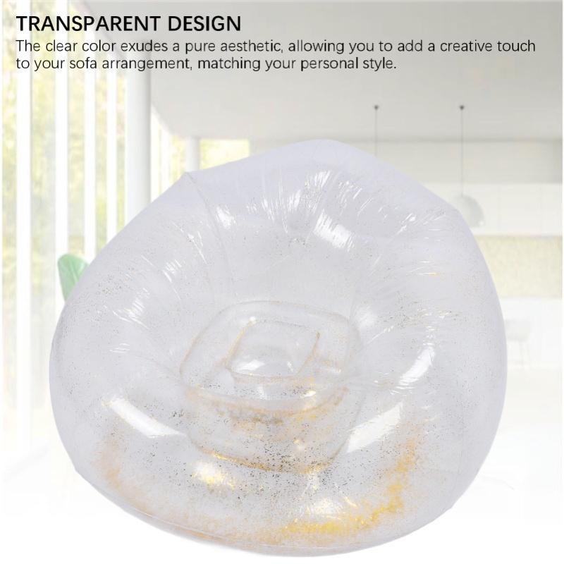 Inflatable Chair Comfortable Relaxing Transparent Ergonomic Space Saving PVC Blow Up Couch Chair