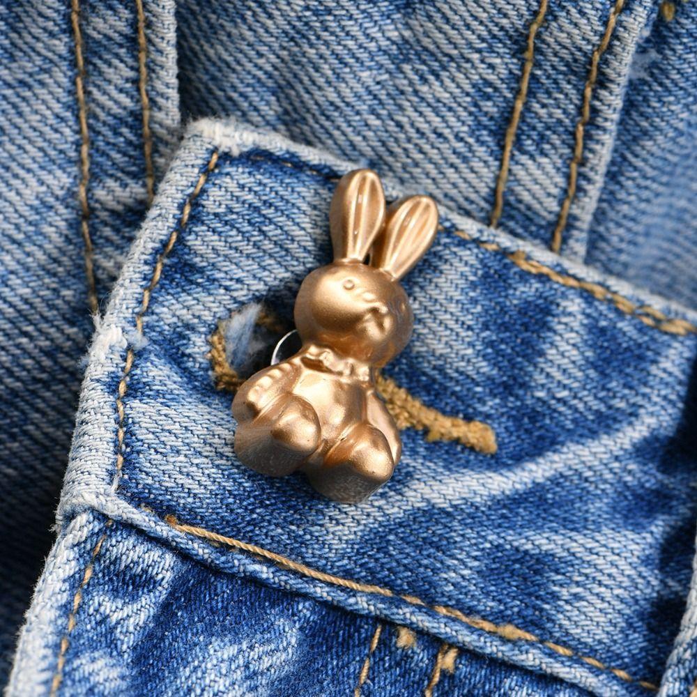 

Korean Exposure Buttons Brooch Pins Bunny Jean Buttons for Loose Jeans Backpack Decoration