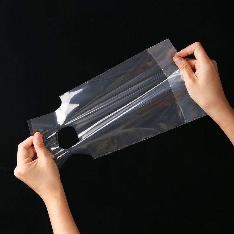 

16x28cm Transparent Milk Tea Takeaway Packaging Pouch Thickened Disposable Coffee Beverage Tote Bag Bottom Widening Single Cup Plastic Bags 100pcs 16x28cm 100pcs