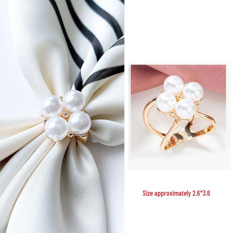 Pearl Brooch: Minimalist Silk Scarf Buckle Ring - Versatile Fashion Accessory