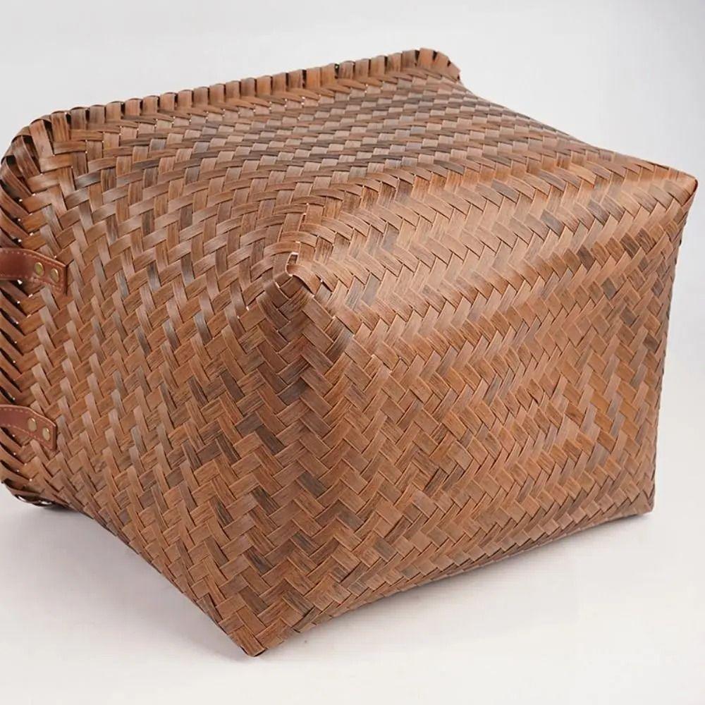 38cm Dirty Clothes Basket Square Laundry Hamper Convenient Hand Woven Storage Basket  for Towel