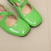 White Women Pumps Square Toe Non-slip Buckle Strap High Block Heel Plus size 45 48