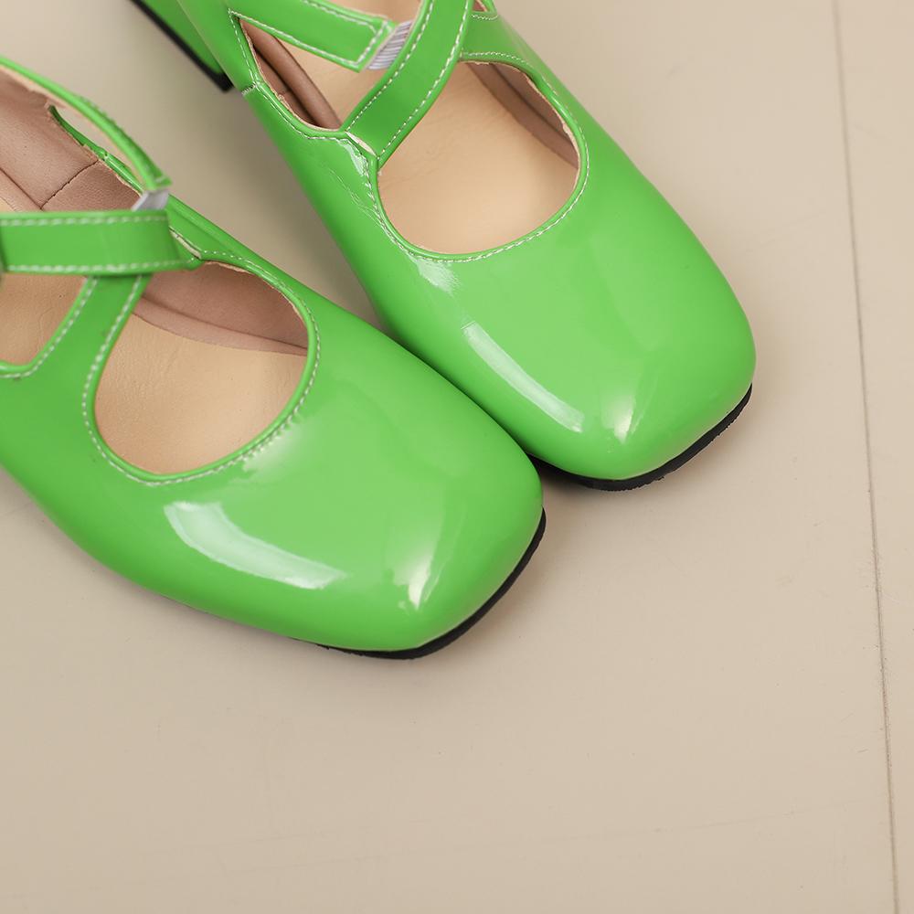 White Women Pumps Square Toe Non-slip Buckle Strap High Block Heel Plus size 45 48