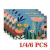 4/6pcs Rectangular Placemats - 12X18 Inch Pastoral Style Floral Print Heat-Resistant Table Mats