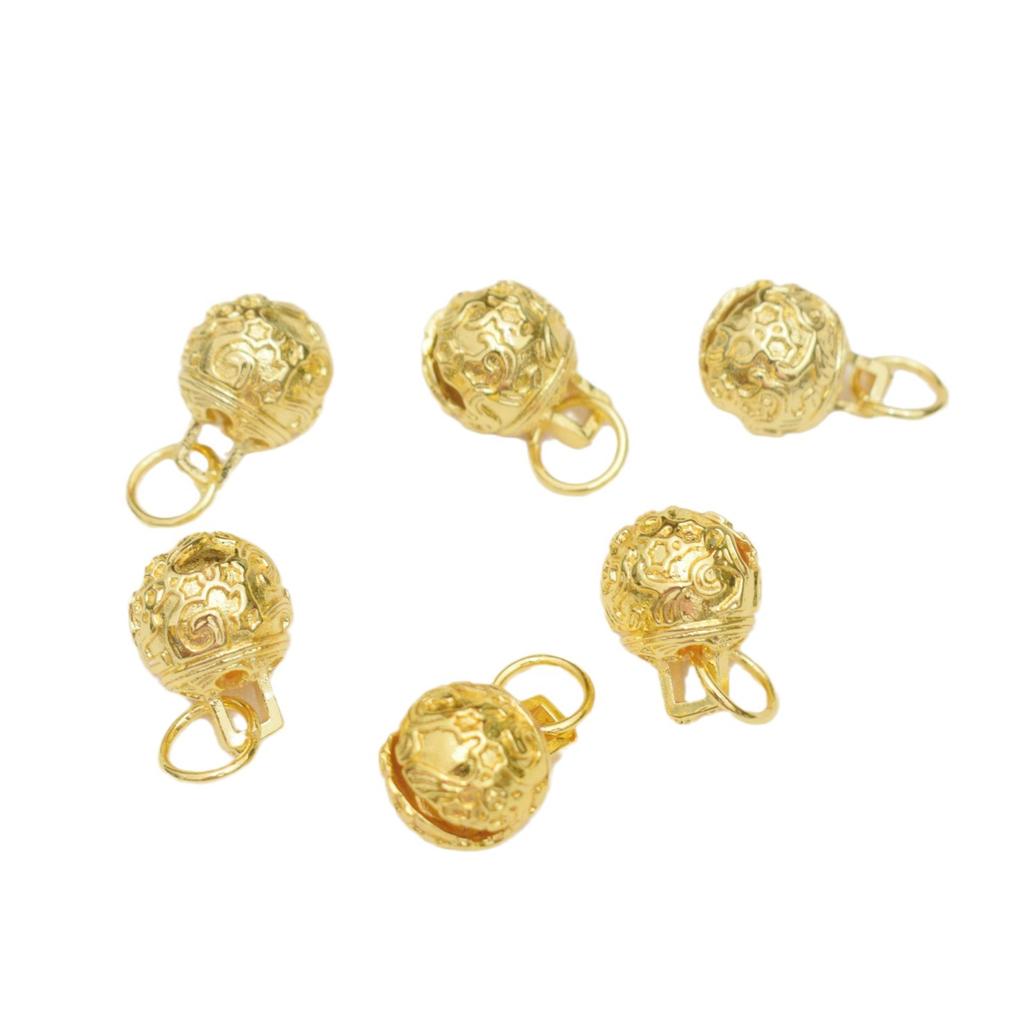 100pcs 14K Gold Bell Small Pendant Diy Jewelry Accessories Pattern Tiger Head Hollow Bell Pendant Retro Pendant Bell