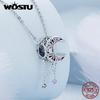 WOSTU 925 Silver Dreamy Purple Heart Charms Safety Chain Space Jewelry Beads Fit Original Bracelet DIY Bangle For Women