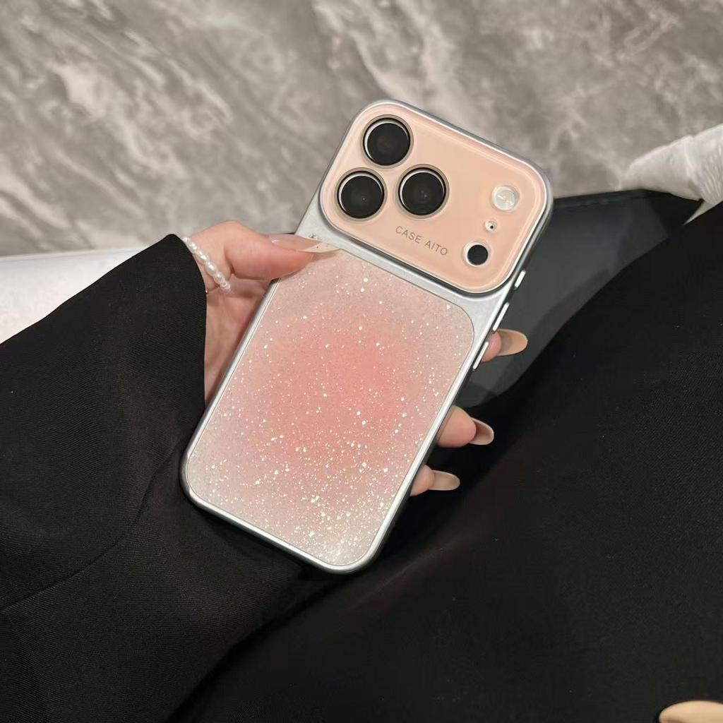 Gradient Glitter iPhone 17 Pro Max Case with Lens Film and Large Window