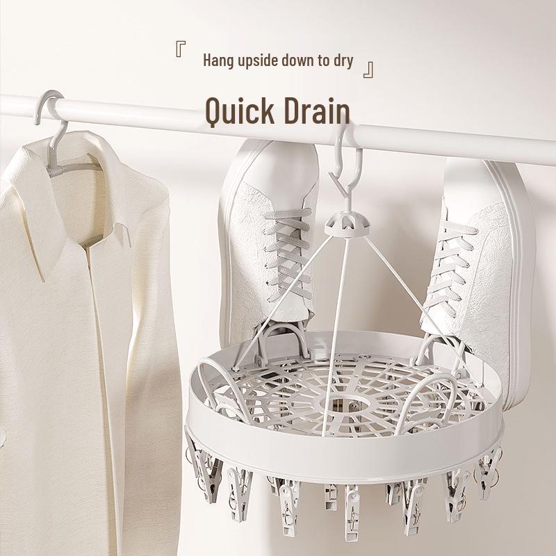 Windproof Multifunctional Clothes Drying Rack with Clips for Socks and Underwear