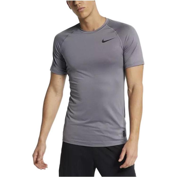 New Nike Pro Breath Short Sleeve Top T Shirt Men's Gray AO1804-056