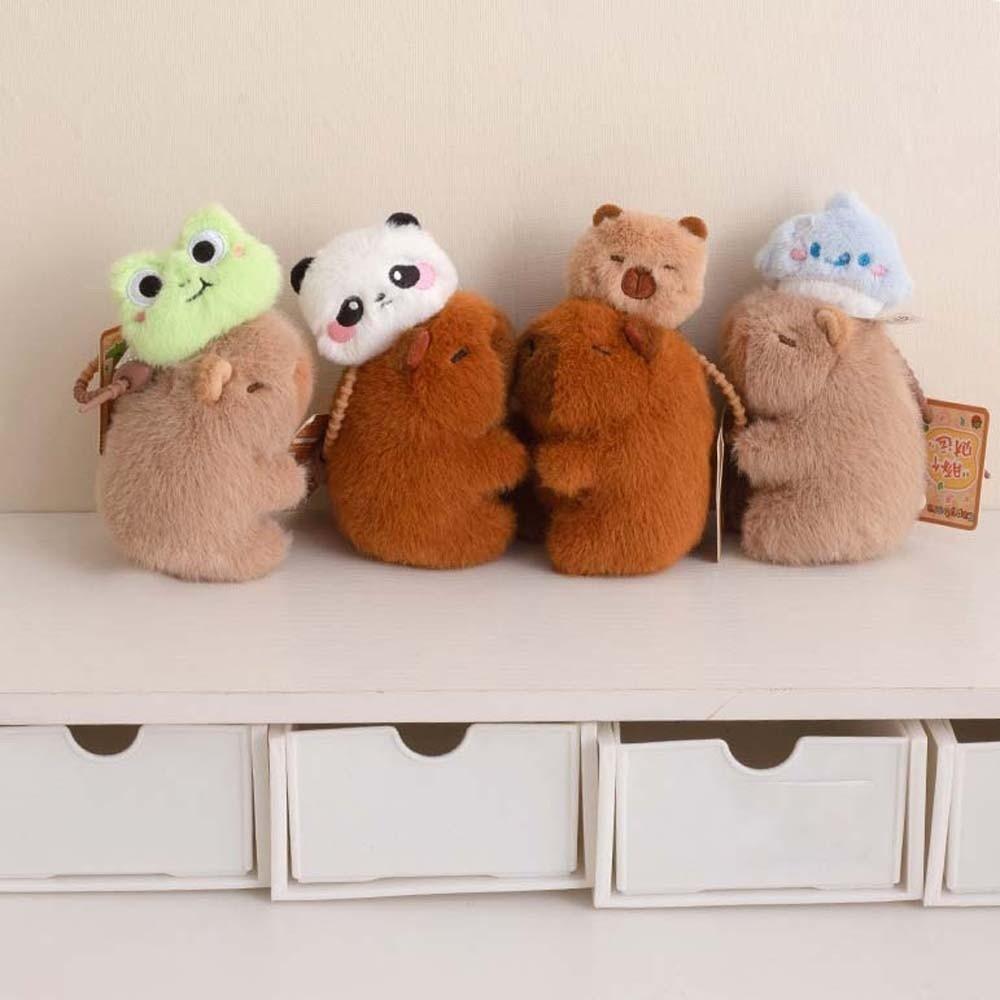 Key Ring Pulling Rope Capybara Dolls Funny Cartoon Capybara Keychain Plush Animal Pendant  Daily