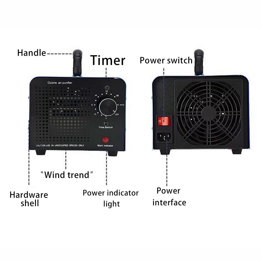 10000mg Ozone Generator, Commercial Ozone Machine Deodorizer, Large Capacity O3 Ion Purifier Deodorizer, Portable , Suitable For Car, Home,