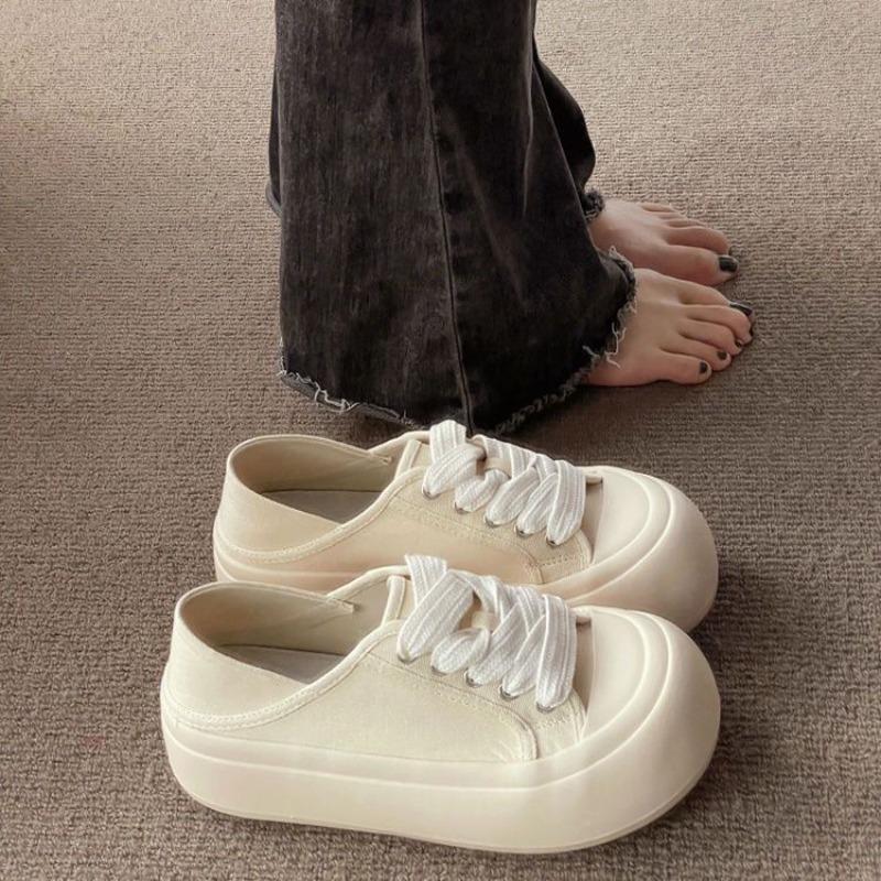 

New versatile big head bread shoes women s shoes autumn two wear single shoes platform white shoes 40