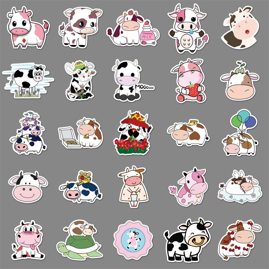 50 Cartoon Ins Style Niedliche Kuh Dekorative Roller Koffer Motorrad Motorrad Motorrad Auto Aufkleber