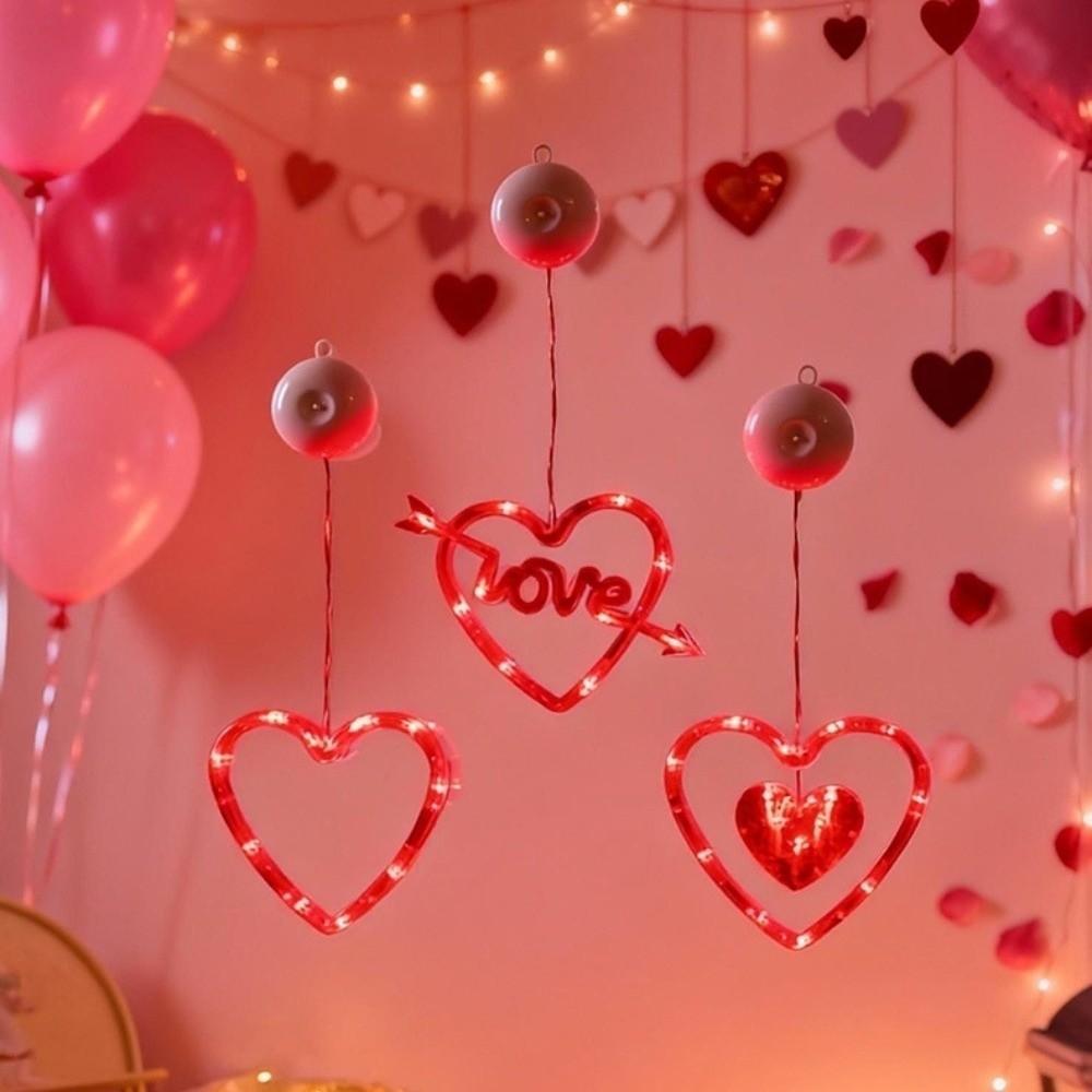 Creative Heart Curtain Fairy Light Beautiful Waterproof Valentine Day LED String Lights Red Rose Color