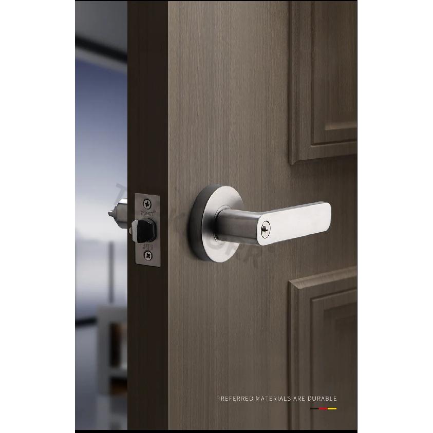 304 Stainless Steel Ball Lock Indoor Wooden Door With Key Bathroom Door Handle Household Silent Thickened Anti-theft Door Lock