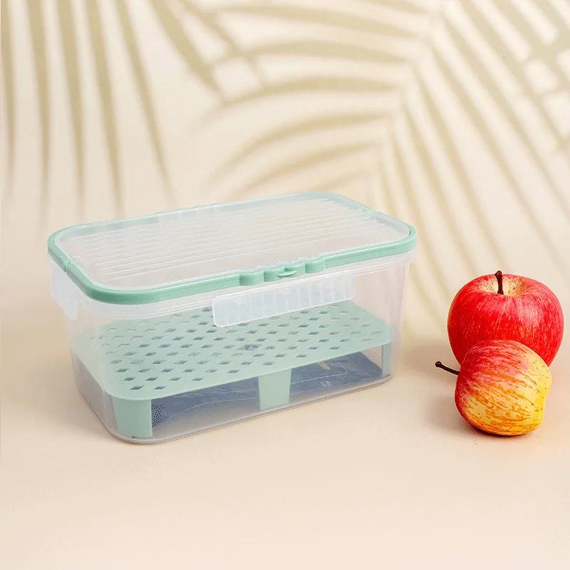 Tragbarer Lebensmittelaufbewahrungsbehälter, große Kapazität, luftdicht, Frischebox mit Abtropfplatte für Picknick im Freien, Camping