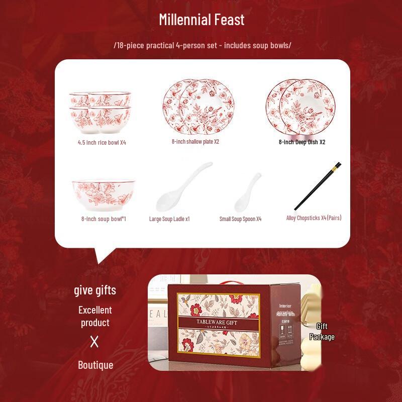 KANGMO Millennium Feast 18-Piece Ceramic Dinnerware Set