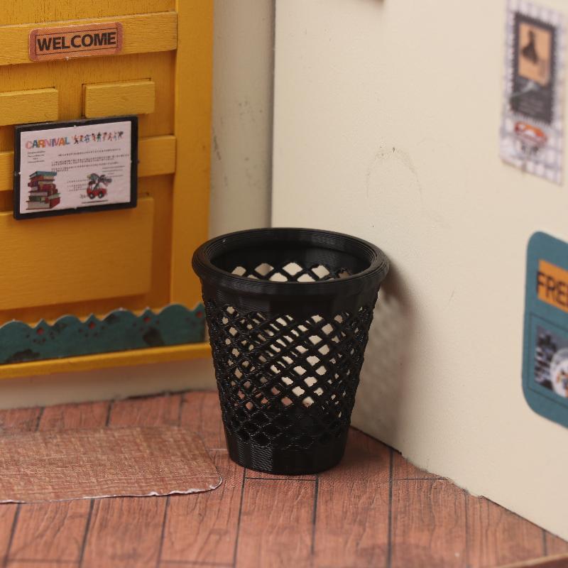 Mini 1/12 Hollowed-out Trash Can Model Dollhouse Living Furniture Decoration Dolls House Micro Scene Ornament