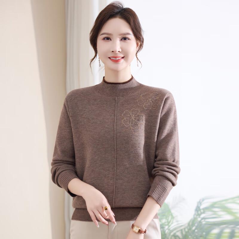 Fengxiao Women's Winter Plus Velvet High-Neck Knit Sweater