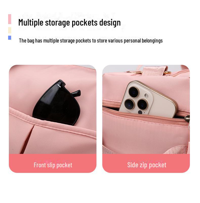 Tragbare, einfarbige Reisetasche mit Schuhfach, Trocken-/Nasstrennung, Messenger-Schultergurt, leicht für Schwimmen und Fitness