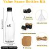 5oz 150ml Hot Sauce Bottles, Clear Glass Woozy Bottles with Leak Proof Black Screw Caps, Dripper Inserts and Shrink Capsules,