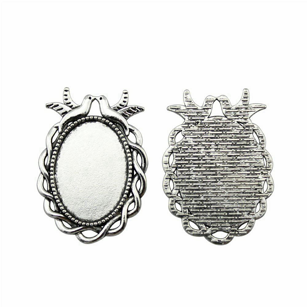 Accessories Parts Fit 18x25mm Oval Glass Cabochon Base Tray Bezel Wedding Jewelry Findings QA039