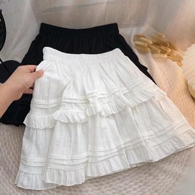 Ballet Style White Fluffy Skirt Summer Sweet Cute Preppy Style Women Half Skirt A-line Skirt Simple Versatile Clothing