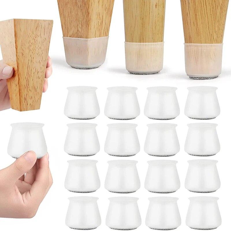 Silicone Chair Leg Caps 16/24/32pcs Table Foot Dust Covers Round/Square Furniture Leveling Legs Cups Home Floor Protector